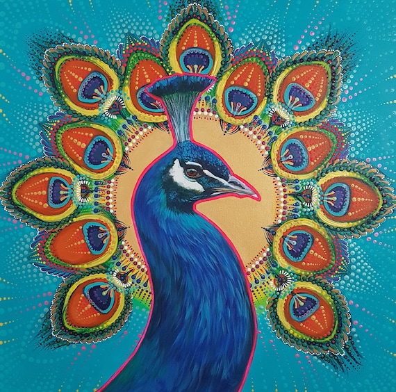 Peacock mandala art print by Canadian Artist Stephanie Perry