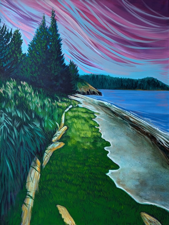"Airport Beach"2023 print on canvas by Canadian artist Stephanie Perry