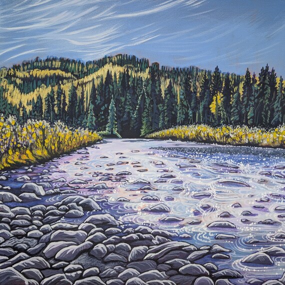 "Bragging Rights" 2026 Bragg Creek Provincial Park Plein Air print on canvas by Canadian Artist Stephanie Perry