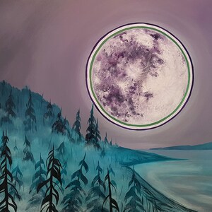 Moon Mist Westcoast Forest Ocean landscape art print on canvas