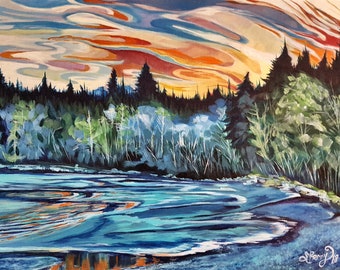 Vancouver island beach scene at night art print on canvas