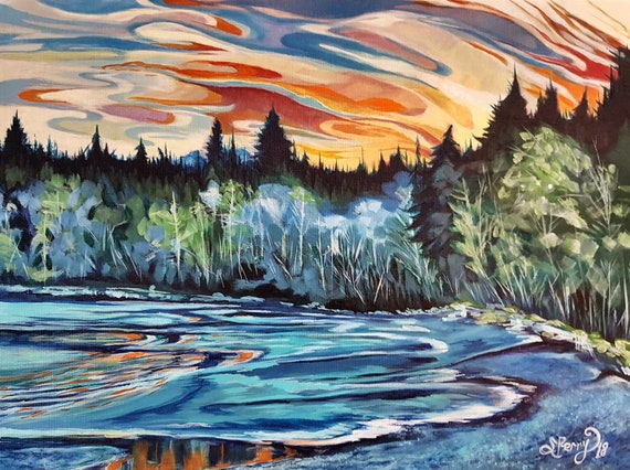 Vancouver island beach scene at night art print on canvas