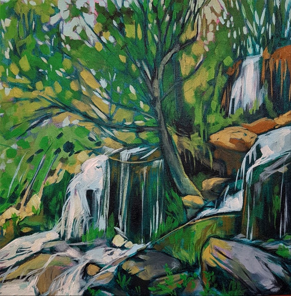 Waterfall painting art print on canvas