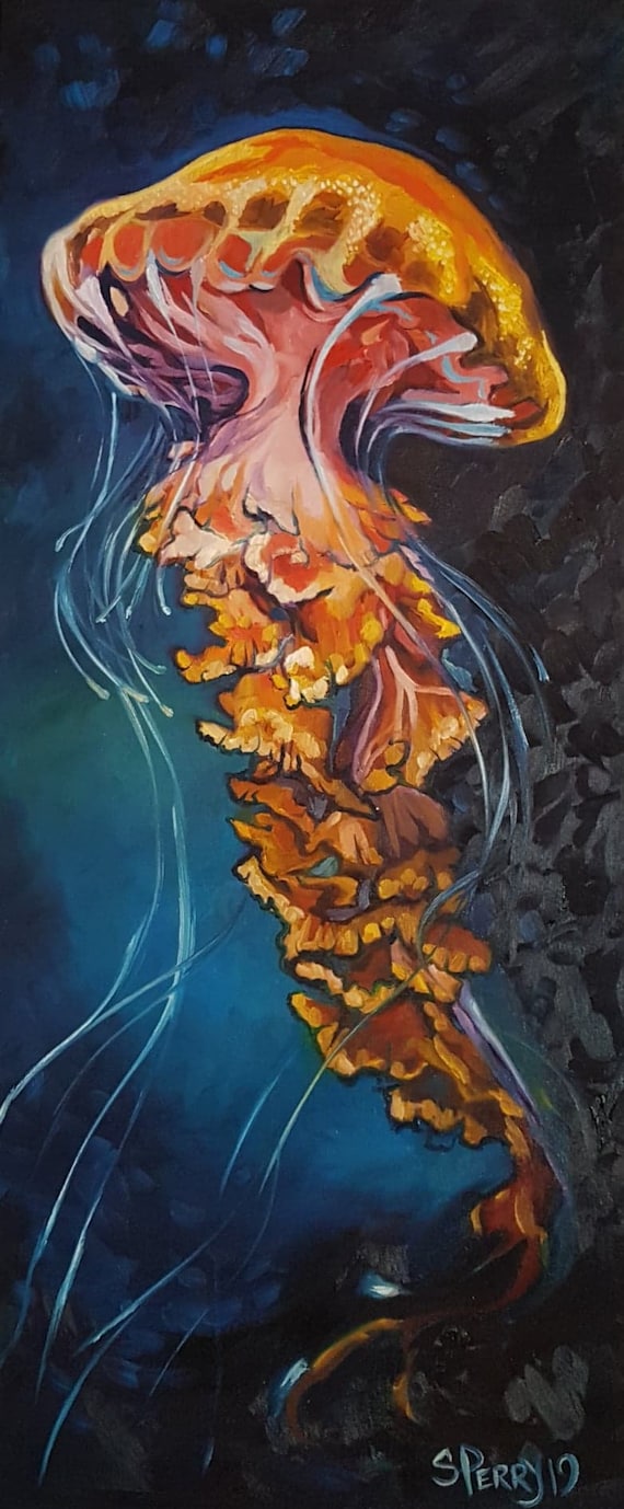 Jellyfish painting art print west coast 2 sizes avail