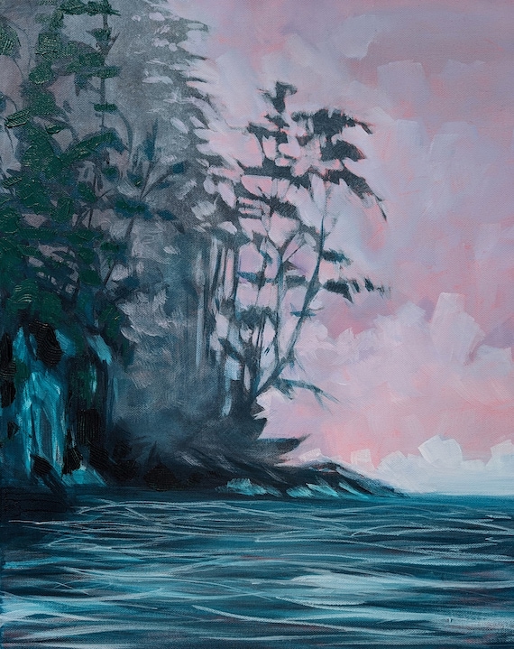 West Coast "Missing the Misty Island" print on canvas by Canadian Artist Stephanie Perry