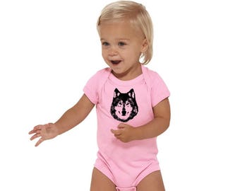 Wolf Baby Shirt, Baby Shower Gift, Baby Boy Gift, Baby Girl Gift, Hand Screenprinted Baby Bodysuit, Infant Onepiece, Baby Wolf, Hipster Baby