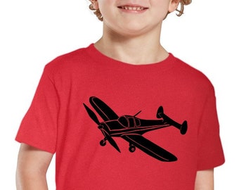 Classic Airplane Shirt for Children, Soft Cotton Crewneck Youth Tshirt Air Plane Shirt For Kids Birthday Theme Toddler Shirts Gifts for Kids