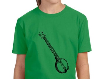 Banjo T-Shirt For Children, Unisex Youth Graphic Tee Shirt, Short Sleeved Kid's Music Shirt, Musician Gifts For Kids