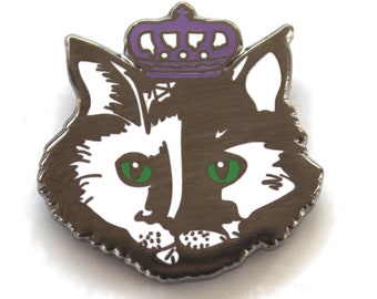 Cat Enamel Pin, Hard Enamel Pin, Small Brooch, cloisonne pin, Crowned Cat, Princess Kitty Cat, Kitten Pins Animal Pins CAT lapel Pin Game