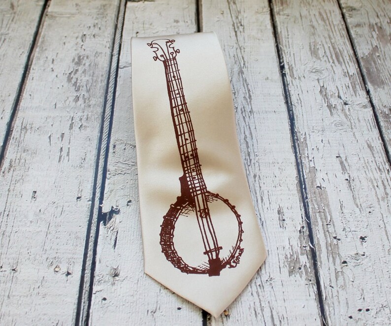 Banjo Tie Mens 58 Inch Necktie Musical Instrument Acoustic Etsy