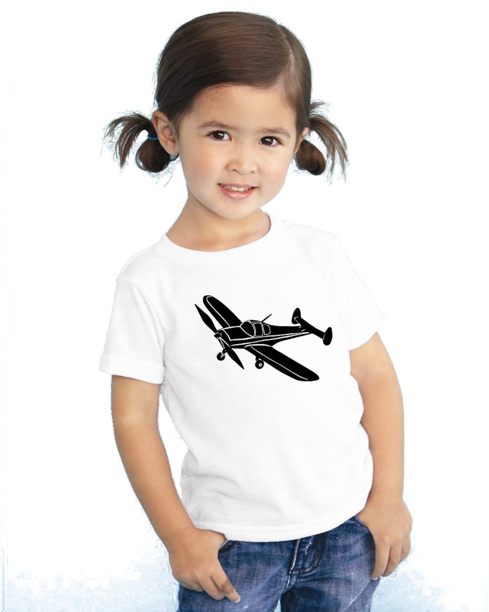Classic Airplane Shirt for Children Soft Cotton Crewneck Etsy
