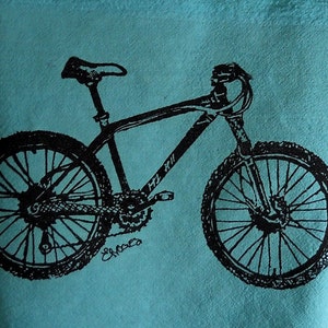 Mountain Bike Cotton Tea Towel or Dish Towel in teal or custom colors image 4