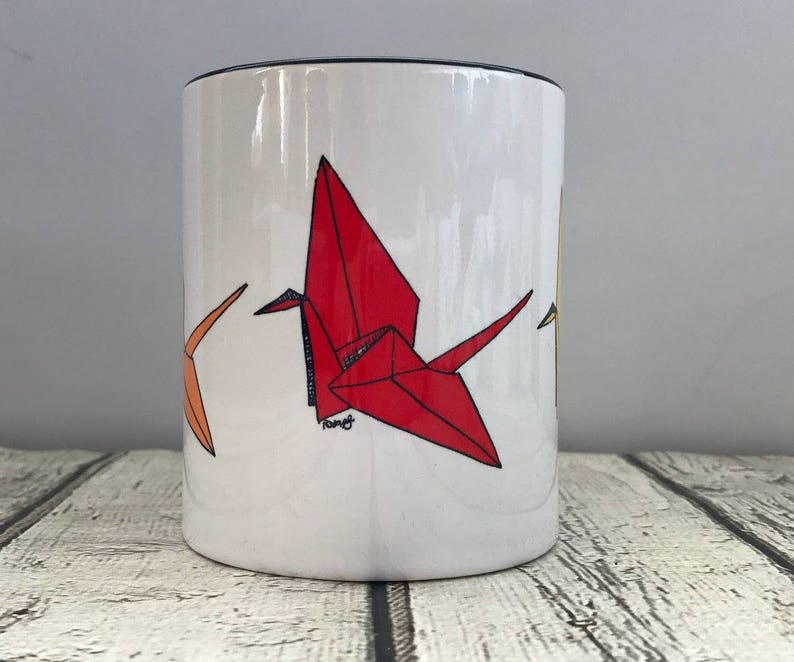 Paper Crane Cup Origami Crane Coffee Mug Sublimated Cup 11 Etsy