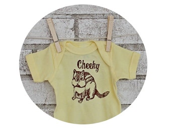 Cheeky Chipmunk baby bodysuit, Cotton Infant Creeper, One Piece Snapsuit, butter yellow, Baby Shower Gift