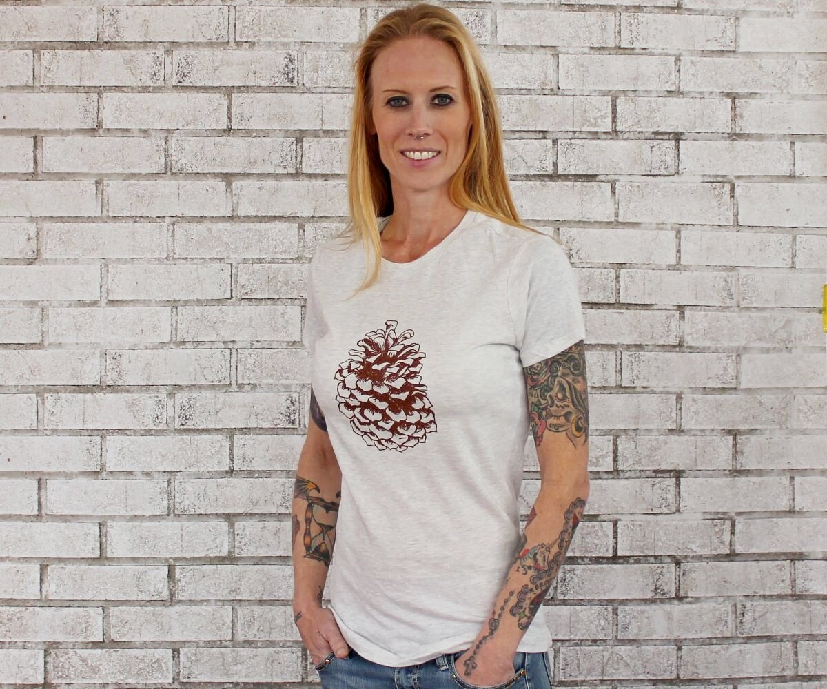 Pine Cone Tshirt, Winter Holiday, Ladies Top, Nature, Rustic