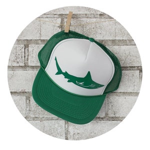 Hai Hut, Hai Baseball Hut, Trucker Hut, Baseball-Cap, grün und weiß, Geschenk für Männer, Freund Geschenk, Hai Woche, Unisex Baseball Hut