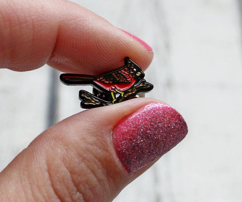 Cardinal Enamel Pin Red Bird Soft Enamel Lapel Pin Cardinal Etsy