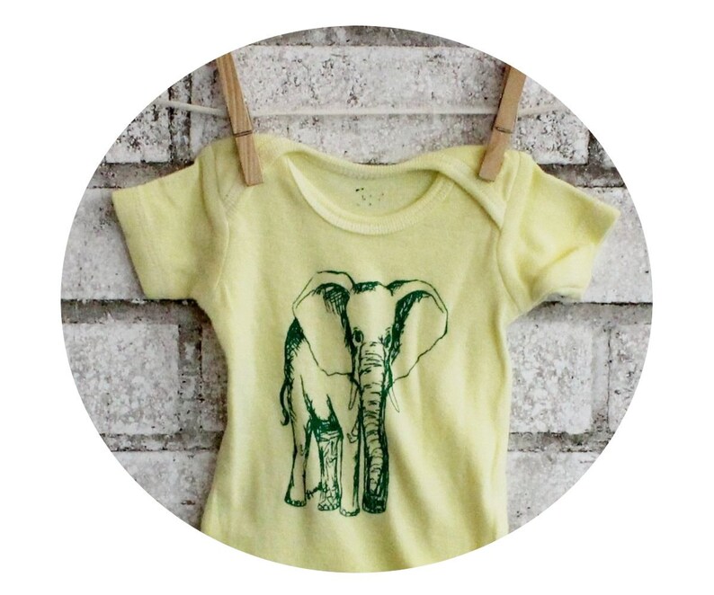 Elephant Baby Bodysuit Cotton Baby Onepiece Butter Yellow Etsy