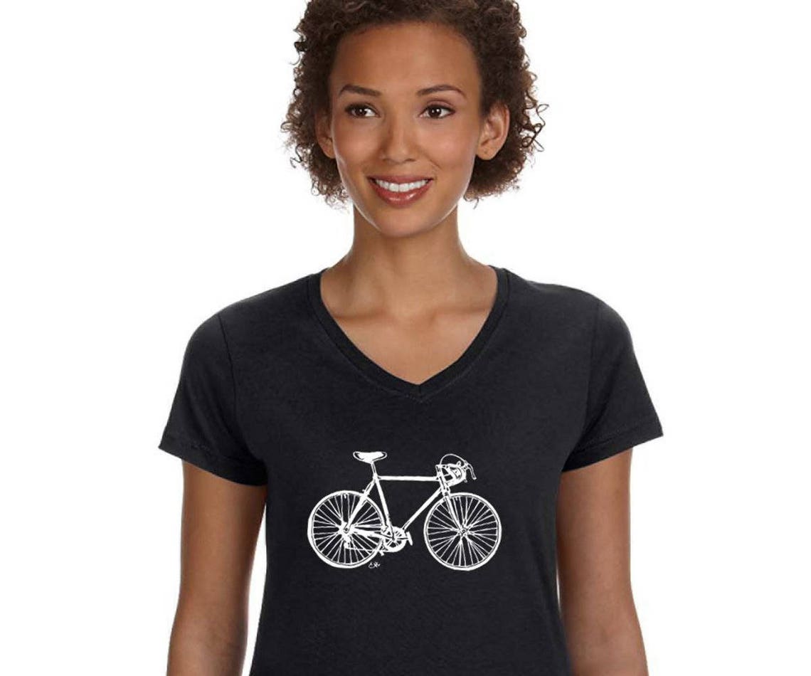 Bicycle Tshirts for Women Ladies Cotton Vneck Shirt Short Etsy