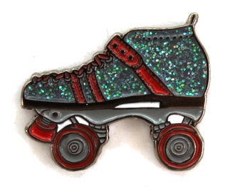 Glitter Roller Skate Pin, Roller Derby Gifts Soft Enamel Pin Enamel Lapel Pin Roller Derby Enamel Pins Glitter Skate Brooch Stocking stuffer