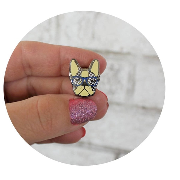 Boston Terrier Pin, Hard Enamel Lapel Pin, Dog Brooch, Cloisonne Pin, Houndstooth Pattern, Dog in Glasses Hipster Dog Pin Collector Tie Tack