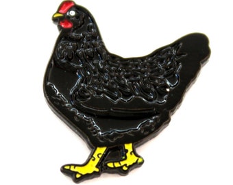 Black Australorp chicken Pin, Backyard Chickens Enamel Pin, Urban Farmer, Soft Enamel Pins, English Black Orpington, Black Sex Link Chicken