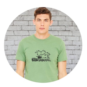 Men&#39;s Train Shirt, Steam Engine T Shirt, Unisex Graphic Tee, Cotton Crewneck, Short Sleeved, old Locomotive, Choo Choo Train, Gift for Men