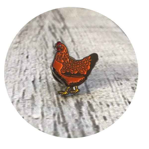 Chicken Pin, Backyard Chickens Enamel Pin, Urban Farmer, americanas chickens, Soft Enamel, Rust Hen, Jewelry Brooch, Farm Animal, Small Gift