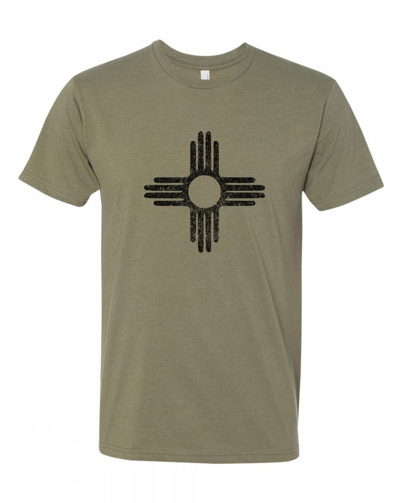 Mannen katoen Cewneck Graphic Tee, Albuquerque, New Mexico Zia Shirt, Unisex gele Tshirt Zia zon symbool, korte mouwen Top, staat vlag afbeelding 3