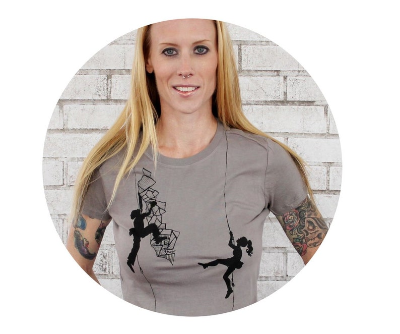 Rock Climbing Tshirt Ladies T Shirt Climbers Warm Grey Etsy