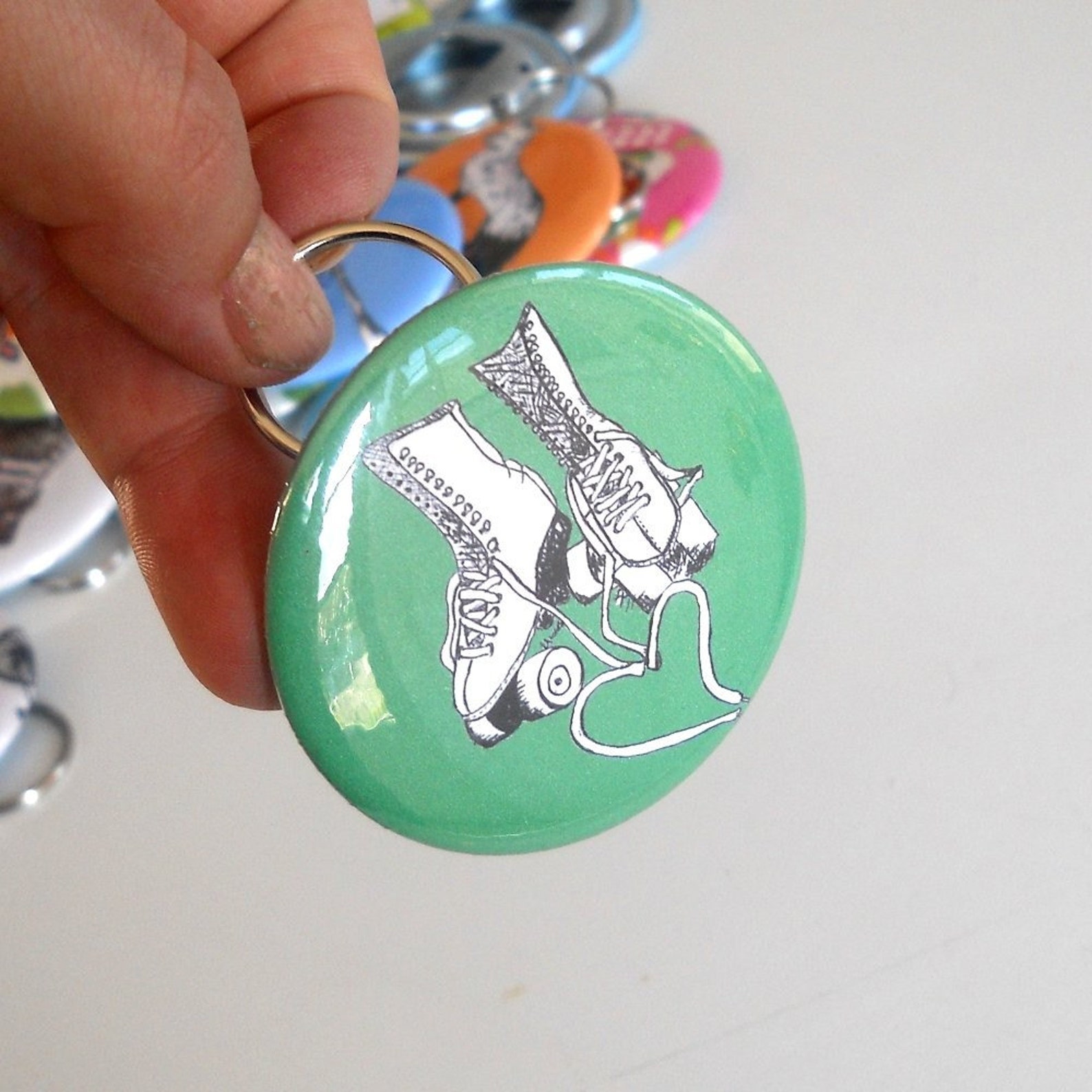 Roller Rink Skate Bottle Opener Key Chain Kelly Green Key Etsy