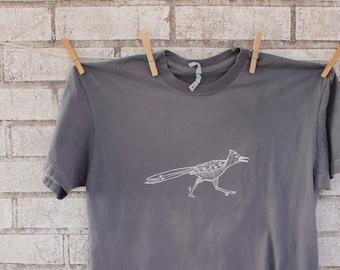 Mens Roadrunner Tshirt, Mens Cotton Crew Neck tee shirt, Gunmetal or custom colors