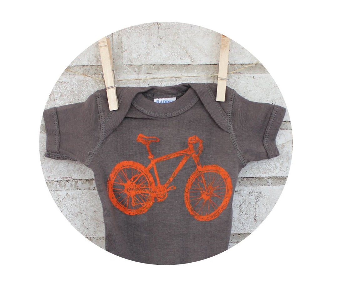 Mountain Bike Baby Bodysuit, Onepiece Screenprinted Shirt, Infant