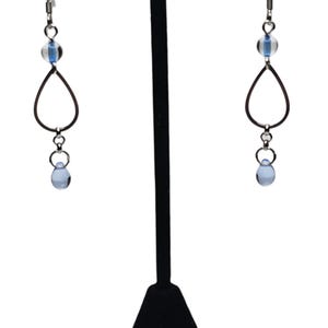 Teardrop Blue Sea Glass Earrings