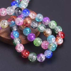 Perline Di Vetro Screpolato 10mm | Confezione Da 10, Colore Viola E Trasparente, Per Creare Gioielli
