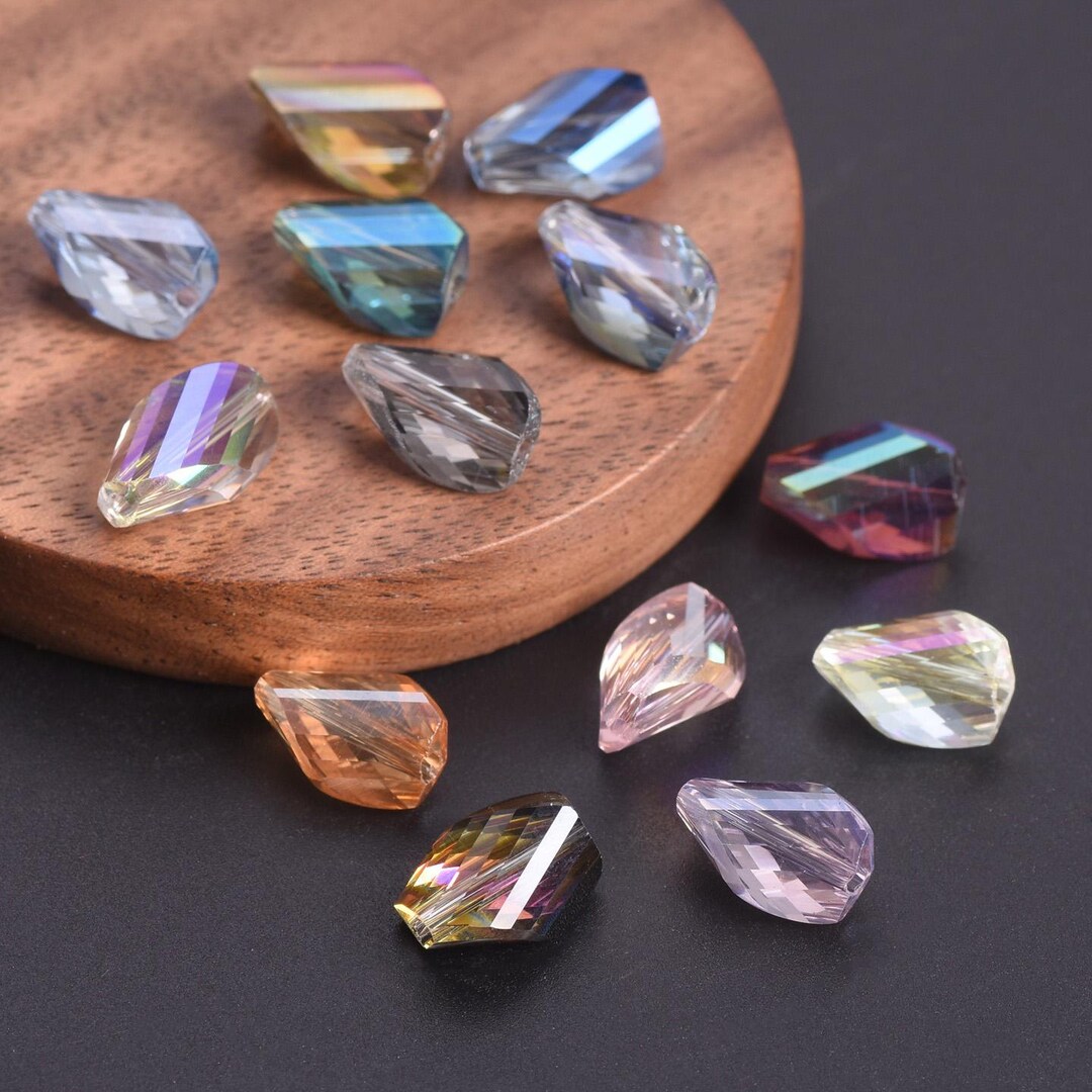 Helices Craft Helix Shape Shiny Colorful Faceted Crystal Glass Loose Beads 20pcs ...
