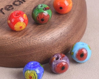 5pcs Evil Eye Round 12mm Handmade Opaque Lampwork Glass Loose Beads For Jewelry Making DIY Crafts Findings Bracelet Accessories