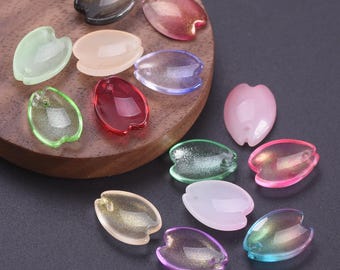 20pcs Flora Petal 15x12mm Crystal Lampwork Glass Top Drilled Pendants Loose Beads For Jewelry Making DIY Flower Findings