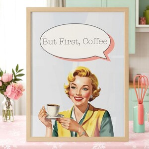 Vintage 1950s Coffee Bar Wall Art Print – Ready-to-Frame Retro Kitchen Decor for the Fabulous Coffee Lover