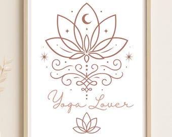 Lotus Flower Yoga Wall Art – Spiritual Meditation Poster, Boho Zen Printable Decor, Gift for Yoga Lover, Mindfulness - Digital Download JPEG