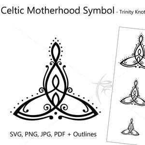 Simbolo celtico di una madre con due figli - Nodo della Trinità, file digitale in SVG, PNG, JPG, PDF A4 per la stampa, arte spirituale della famiglia