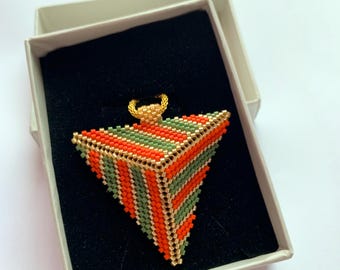 Triangle Miyuki Beaded Necklace: Geometric Boho Pendant