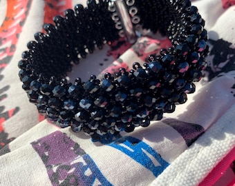 Handmade Crystal Beaded Bracelet - Black