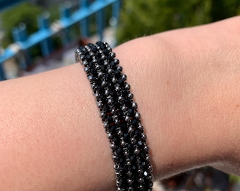 Black Crystal Beaded Bracelet