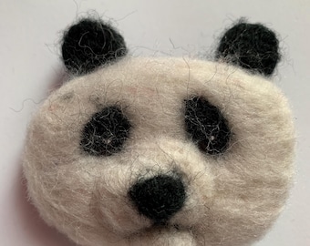 Felt Panda Pin, Handmade Brooch Gift, Bag & Scarf Accessory, Gift for Animal Lovers