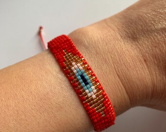 Alive Bracelet /Turkish Evil Eye Jewelry, Red Miyuki Bracelet