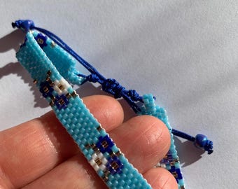 Delicate Blue Floral Miyuki Bracelet