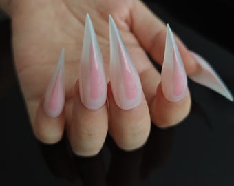 Uñas postizas con forma de garra de gato rosa, garras acrílicas Raptor