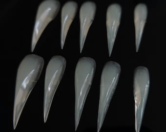 Handmade Ice White Claw Press-On Nails | Werewolf and Eagle Claw Inspired | Armor Anime Nails | 3D Sharp Talon Nails | Reusable Nails