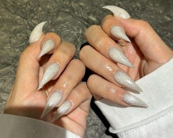 Handmade Short Claw Press-On Nails | Werewolf and Eagle Claw Inspired | Armor Anime Nails | 3D Sharp Talon Nails | Reusable Nails